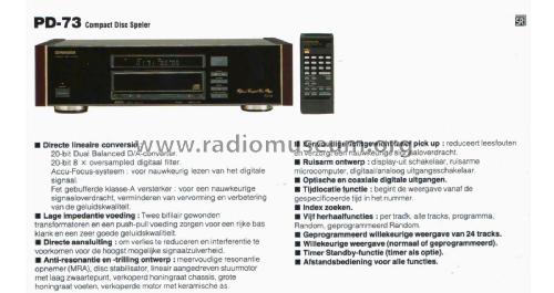 Reference Compact Disc Player PD-73; Pioneer Corporation; (ID = 1886608) Reg-Riprod