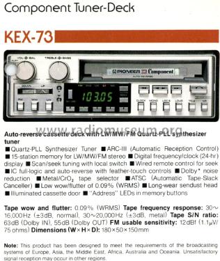Component Tuner Deck KEX-73; Pioneer Corporation; (ID = 3010480) Car Radio