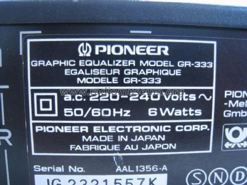 Graphic Equalizer GR-333; Pioneer Corporation; (ID = 2120525) Ampl/Mixer