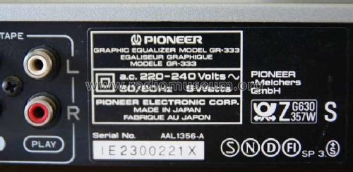 Graphic Equalizer GR-333; Pioneer Corporation; (ID = 2728955) Ampl/Mixer