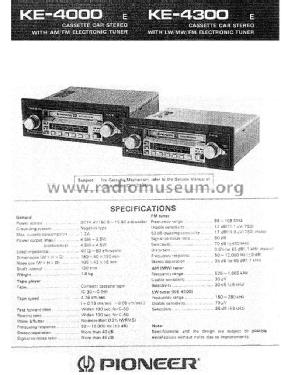 KE-4300; Pioneer Corporation; (ID = 2825868) Car Radio