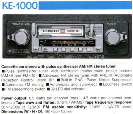 KE-1000; Pioneer Corporation; (ID = 3010531) Car Radio