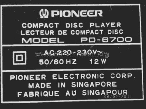 Compact Disc Player PD-6700; Pioneer Corporation; (ID = 960492) R-Player