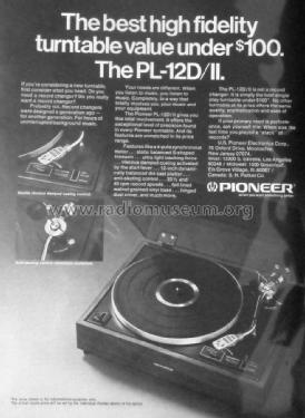 Stereo Turntable PL-12D-II ; Pioneer Corporation; (ID = 1648296) Ton-Bild