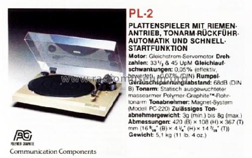 Auto-Return Stereo Turntable PL-2; Pioneer Corporation; (ID = 1648687) Ton-Bild