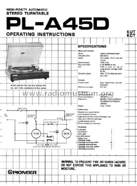 Full Auto Turntable PL-A45D; Pioneer Corporation; (ID = 1648657) R-Player