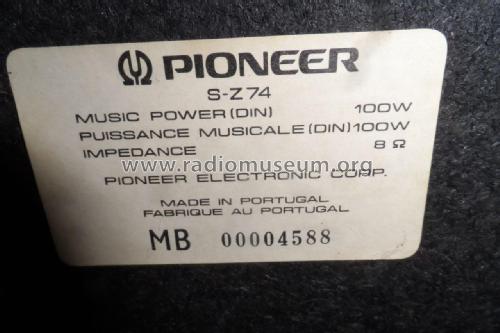 S-Z74; Pioneer Corporation; (ID = 2006587) Speaker-P