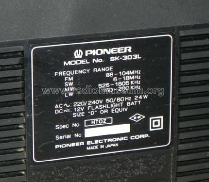 Portable Stereo Radio Cassette SK-303L; Pioneer Corporation; (ID = 1341472) Radio