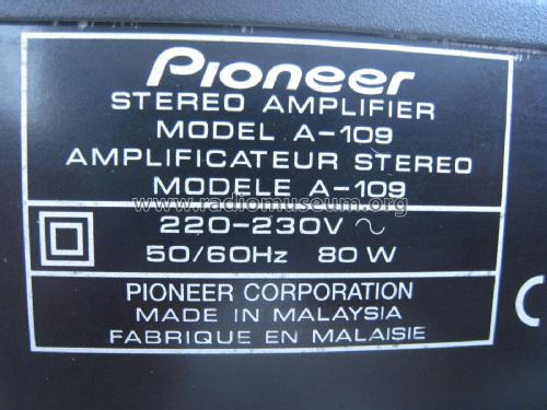Stereo Amplifier A-109; Pioneer Corporation; (ID = 2088923) Ampl/Mixer