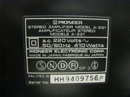 Stereo Amplifier A-331; Pioneer Corporation; (ID = 2046713) Ampl/Mixer