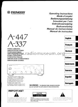 Integrated Stereo Amplifier A-447; Pioneer Corporation; (ID = 1194114) Ampl/Mixer