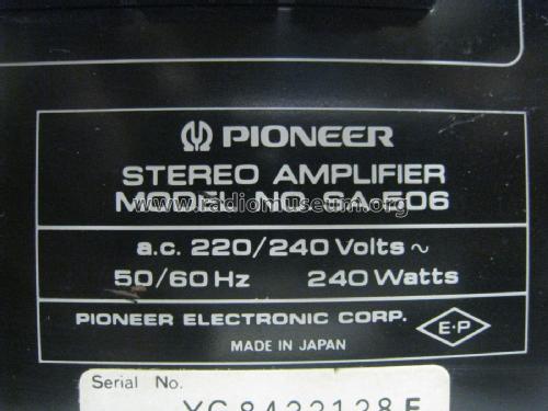 Stereo-Amplifier SA-506; Pioneer Corporation; (ID = 2086142) Ampl/Mixer