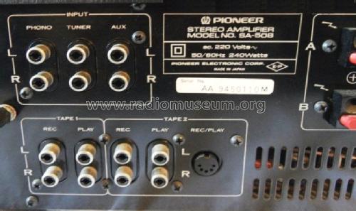 Stereo Amplifier SA-508; Pioneer Corporation; (ID = 1176762) Ampl/Mixer