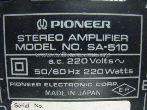 Stereo Amplifier SA-510; Pioneer Corporation; (ID = 2112499) Ampl/Mixer