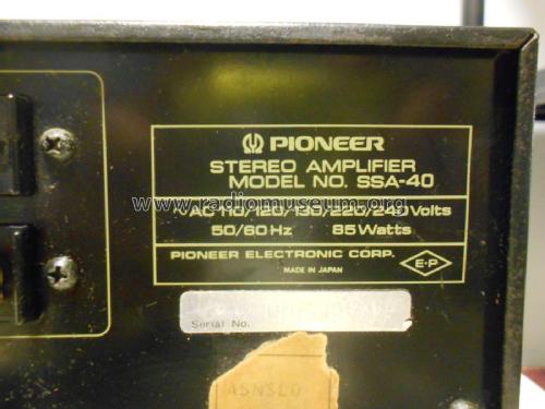 Stereo Amplifier SSA-40; Pioneer Corporation; (ID = 2230573) Ampl/Mixer