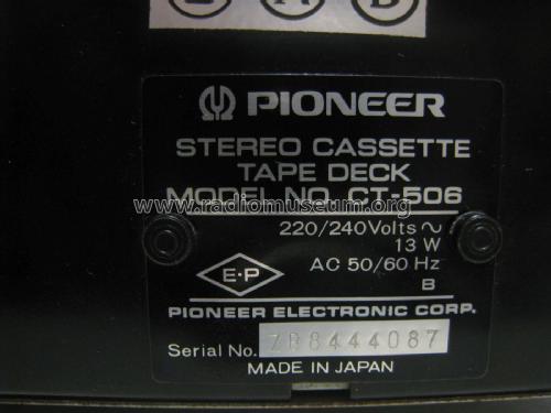 Stereo Cassette Deck CT 506; Pioneer Corporation; (ID = 2026545) Reg-Riprod