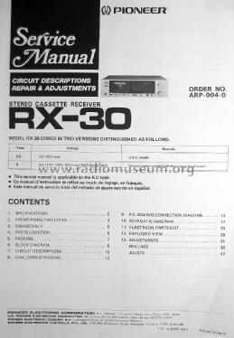 Stereo Cassette Receiver RX-30 KU; Pioneer Corporation; (ID = 1621879) Radio