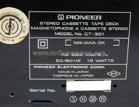 Stereo Cassette Tape Deck CT-301; Pioneer Corporation; (ID = 1708667) R-Player