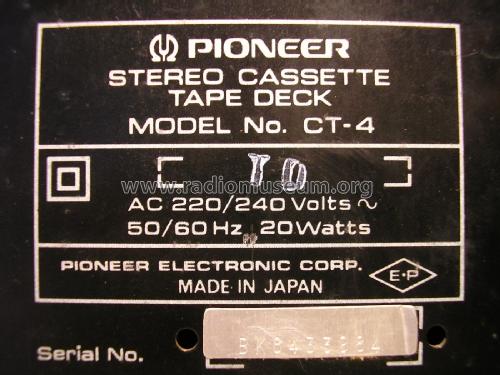 Stereo Cassette Tape Deck CT-4; Pioneer Corporation; (ID = 1977463) R-Player