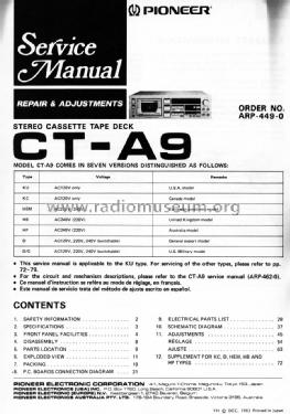Stereo Cassette Tape Deck CT-A9X; Pioneer Corporation; (ID = 1638583) R-Player