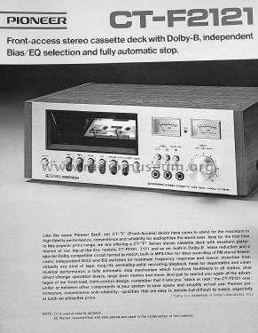 Stereo Cassette Tape Deck CT-F2121; Pioneer Corporation; (ID = 2806478) Ton-Bild