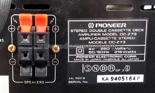 Stereo Double Cassette Deck Amplifier DC-Z73; Pioneer Corporation; (ID = 2413856) Enrég.-R