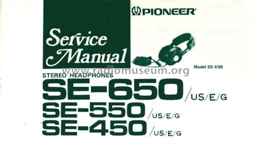 Stereo Headphones SE-550 /US /E /G; Pioneer Corporation; (ID = 2370509) Speaker-P