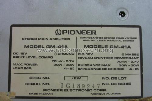 Stereo Main Amplifier GM-41A; Pioneer Corporation; (ID = 2043311) Ampl/Mixer