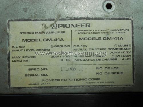 Stereo Main Amplifier GM-41A; Pioneer Corporation; (ID = 2153471) Ampl/Mixer