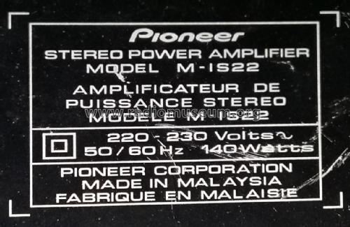 Stereo Power Amplifier M-IS22; Pioneer Corporation; (ID = 2552421) Ampl/Mixer