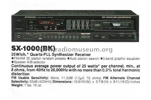 Stereo Receiver SX-1000; Pioneer Corporation; (ID = 1892300) Radio