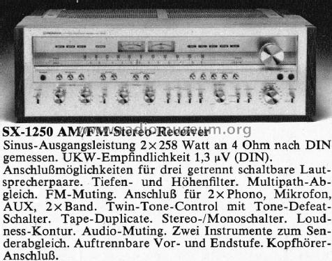 Stereo Receiver SX-1250; Pioneer Corporation; (ID = 1334140) Radio