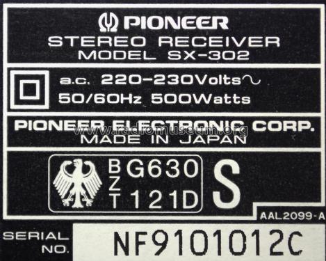 Stereo Receiver SX-302; Pioneer Corporation; (ID = 2083989) Radio