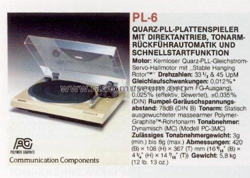 Stereo Turntable PL-6; Pioneer Corporation; (ID = 665291) Ton-Bild