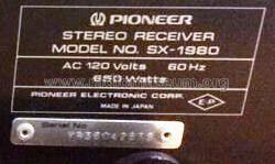 Stereo Receiver SX-1980; Pioneer Corporation; (ID = 1966391) Radio