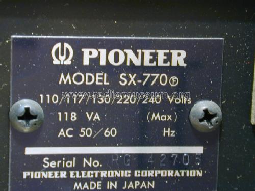 Stereo Receiver SX-770; Pioneer Corporation; (ID = 971186) Radio