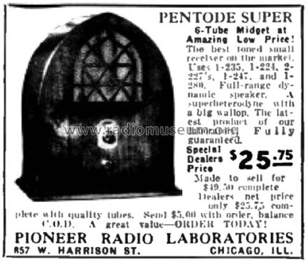 Pentode Super ; Pioneer Radio (ID = 1985085) Radio