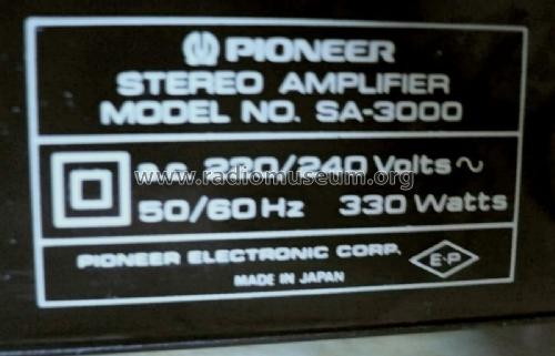 Stereo Amplifier SA-3000; Pioneer Corporation; (ID = 1768073) Ampl/Mixer