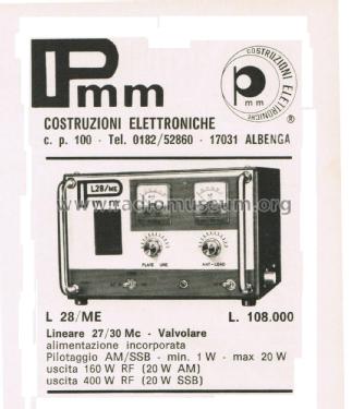 Amplificatore Lineare a Valvole L 28/ME; PMM Costruzioni (ID = 2753967) Citizen