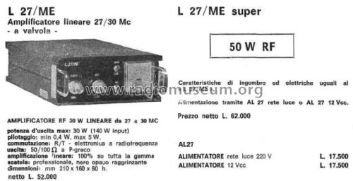 Amplificatore RF amplifier L 27/ME; PMM Costruzioni (ID = 2487406) RF-Ampl.