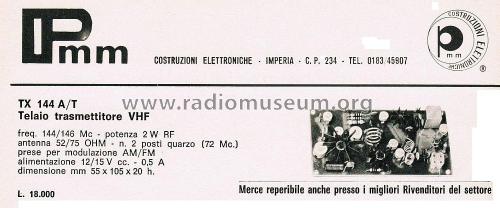 Telaio Trasmettitore VHF TX 144 A/T; PMM Costruzioni (ID = 2747156) Amateur-T