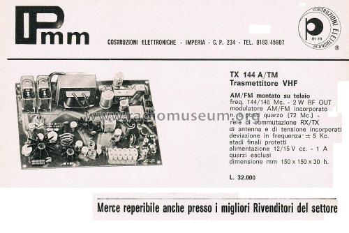 Trasmettitore VHF TX 144 A/TM; PMM Costruzioni (ID = 2747141) Amateur-T