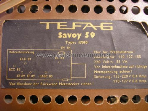 TEFAG Savoy 59 17010; Pohjoismainen Sähkö- (ID = 1363785) Radio