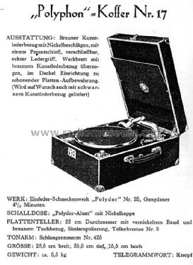 Polyphon Koffer Nr. 17; Polyphonwerke AG, (ID = 3163117) TalkingM