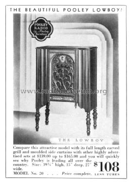Model 20 'The Lowboy' ; Pooley Co.; (ID = 1439753) Radio