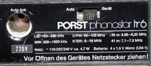 Phonostar TR6 ; Porst, Photo; (ID = 731072) Radio