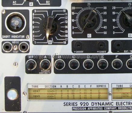 Dynamic Electronometer - Tube Tester 920; Precision Apparatus (ID = 821451) Equipment