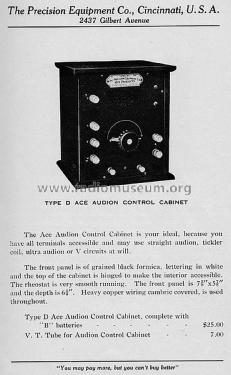 Ace Audion Control Cabinet Type D; Precision Equipment (ID = 2483548) mod-pre26