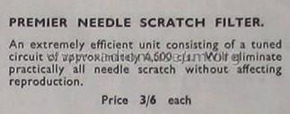 Premier Needle Scratch Filter ; Premier Radio Co. (ID = 1767403) Misc