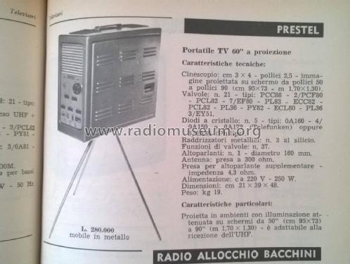 Portatile TV60' a proiezione ; Prestel Elettronica (ID = 1926612) Televisión